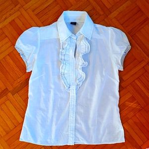 White Gap frilly blouse